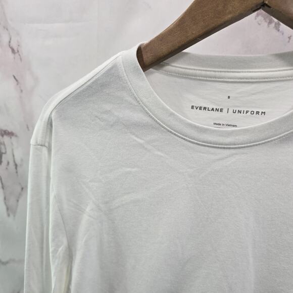 Everlane Shirt Mens Small White Long Sleeve Crew Cotton T Tee Uniform - Picture 2 of 10